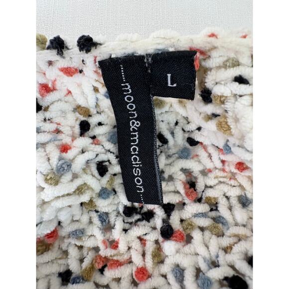 MOON & MADISON Cream Orange Sz Lg Chunky Oversized Knit Crop Sweater Cottagecore - Picture 5 of 10